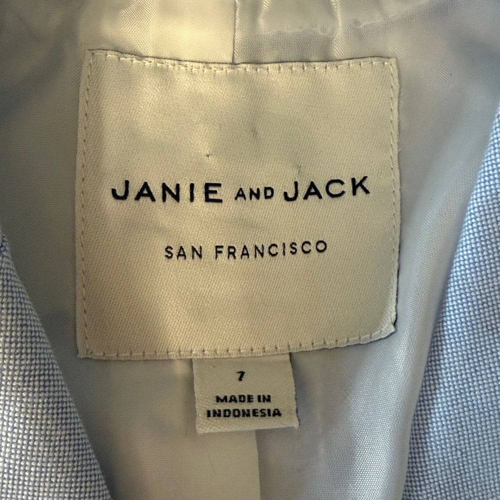 Janie and Jack Boys Light Blue Blazer & Pants Set Size 7 Spring Suit. Like New! - Picture 3 of 14